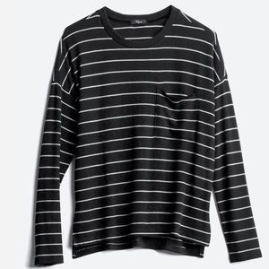 RAILS Ezra Crewneck Knit Top black striped crew size small